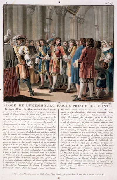 The Prince de Conti praises the Duke of Luxembourg after his victory at the Battle of Neerwinden, engraved by Jean Baptiste Morret by Antoine Louis Francois Sergent Marceau